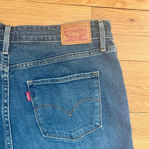 Levi's 721 High Rise Skinny Blue Jeans with Embroidered Flowers - Picture 4 of 6